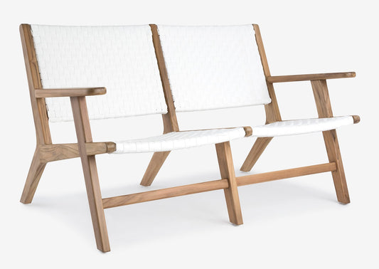 Hagen Loveseat w arms, teak frame/All-weather leather