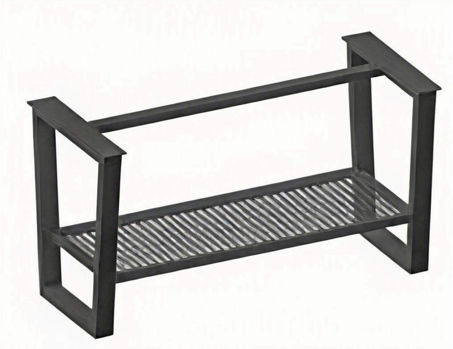 Victoria Bar Table legs + Grill footrest (For Live Slab top 98"), Black Powdercoated Steel, Adjustable Feet