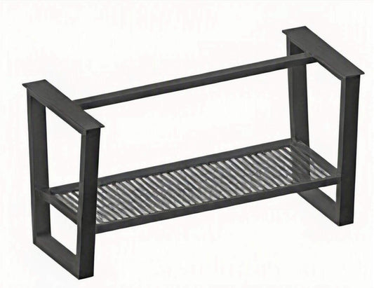 Victoria Bar Table legs + Grill footrest (For Live Slab top 98"), Black Powdercoated Steel, Adjustable Feet