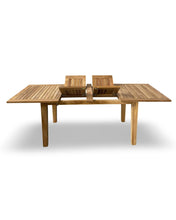 Load image into Gallery viewer, St Tropez Rectangular Extension Table (126/105/83x39&quot;), dble leaf, With Teak Plug (when open)