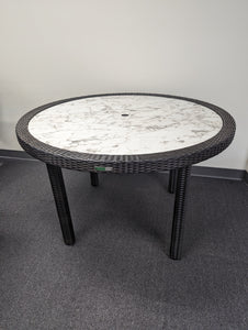 Encinita 47" Round Table HDPE Weave w/White Marble HPL Top