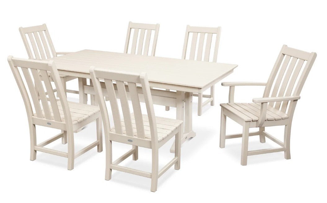 Vineyard 7-Piece Farmhouse Dining Set with Trestle Legs