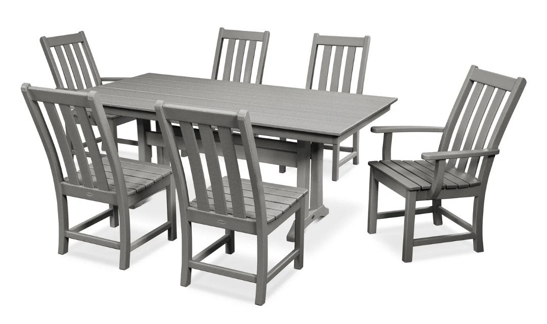 Vineyard 7-Piece Farmhouse Dining Set with Trestle Legs