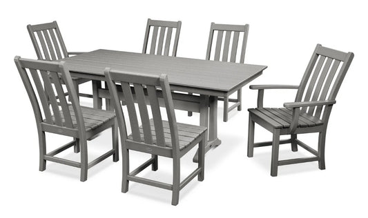 Vineyard 7-Piece Farmhouse Dining Set with Trestle Legs