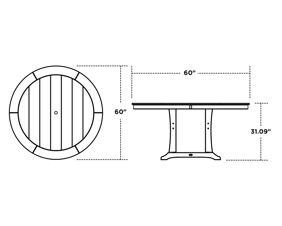 Nautical Trestle 60" Round Dining Table