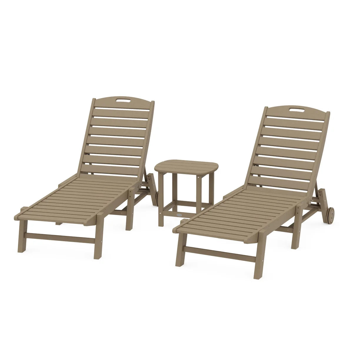 Nautical 3-Piece Chaise Lounge with Wheels Set with South Beach 18" Side Table