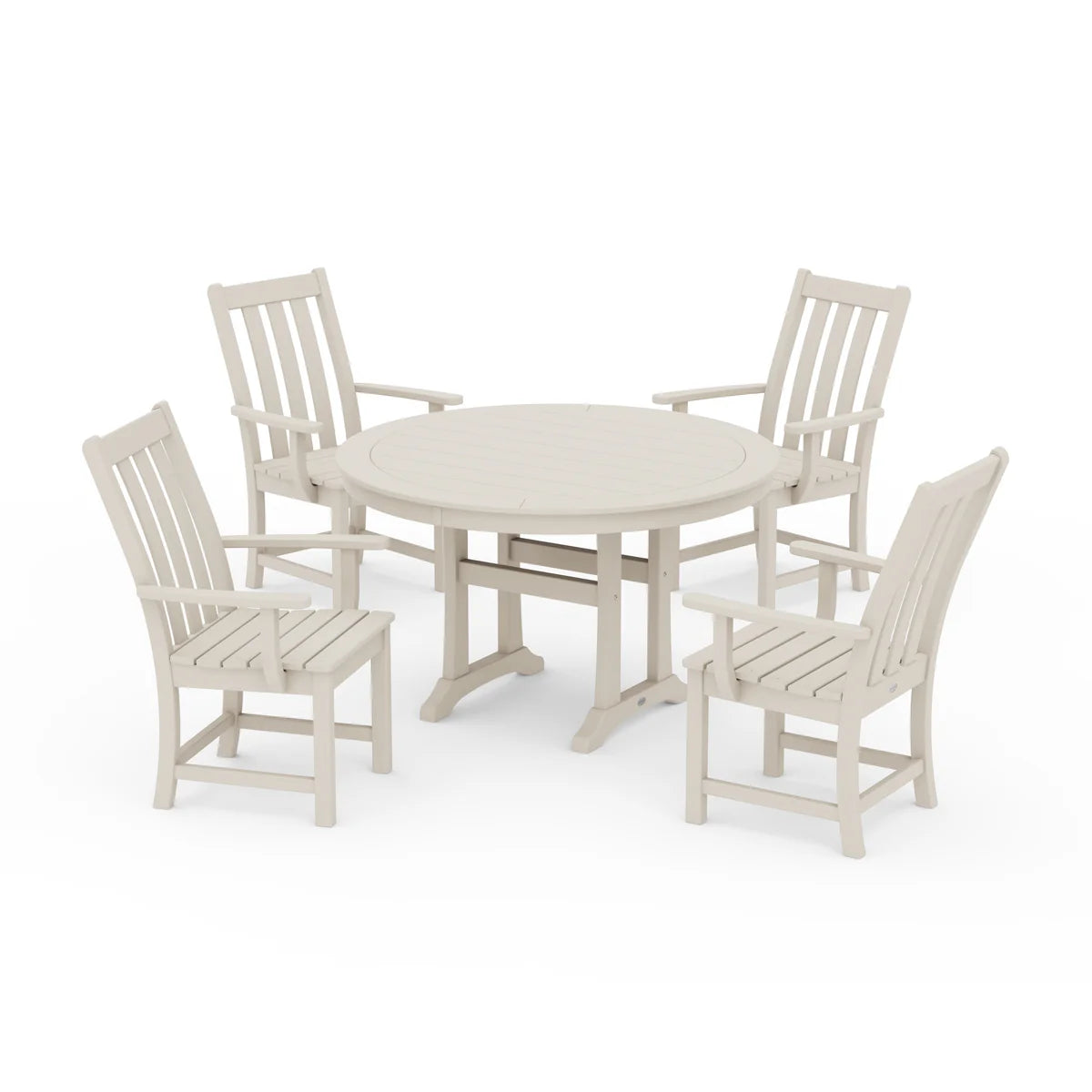 Vineyard 5-Piece Round Dining Set with Trestle Legs