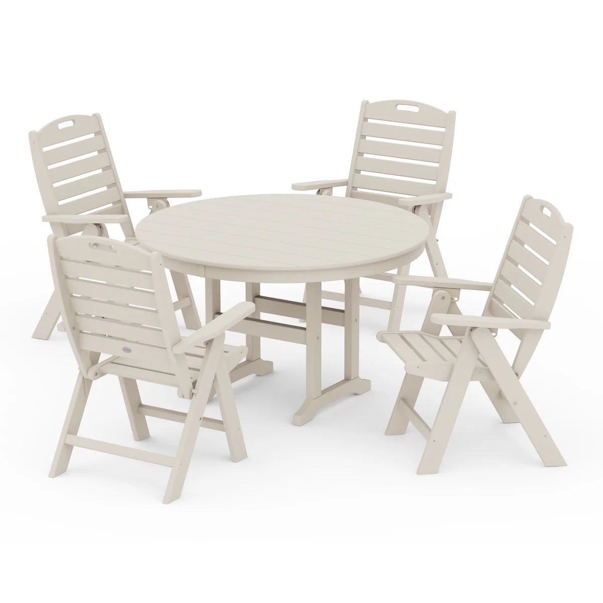 Nautical Folding Chair 5-Piece Round Farmhouse Dining Set