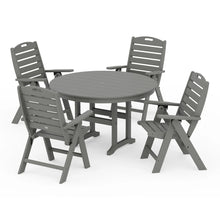 Load image into Gallery viewer, Nautical Folding Chair 5-Piece Round Farmhouse Dining Set