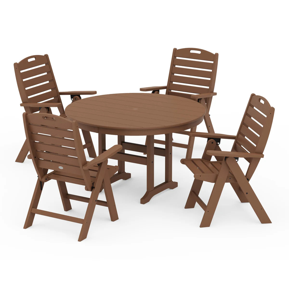Nautical Folding Chair 5-Piece Round Farmhouse Dining Set