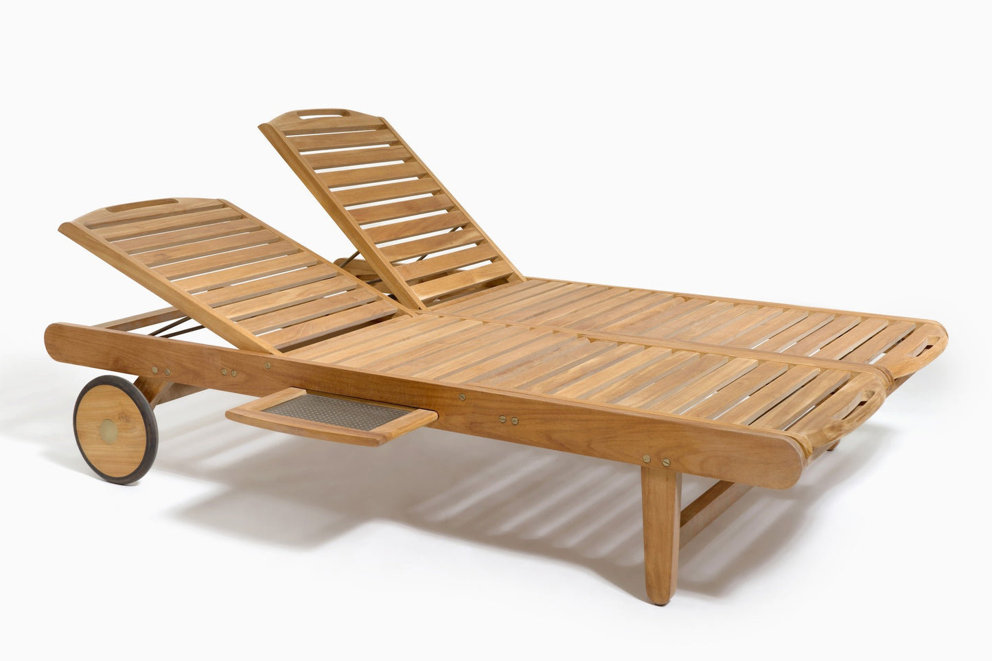 Makena Double Chaise - 4 way head lift, sliding drink tray (brass Hware)