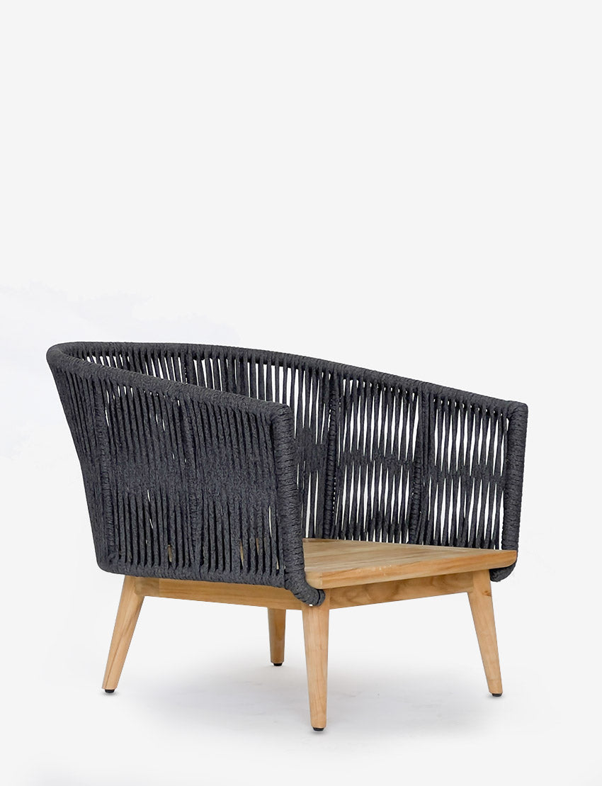 Morata DS Club Armchair, Grey Braid/Teak Legs