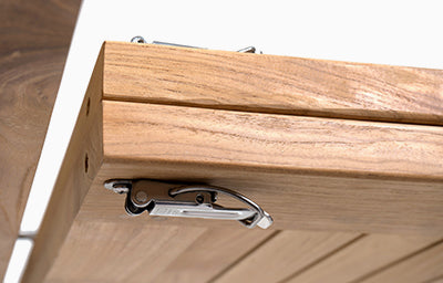 St Tropez Rectangular Extension Table (95/79/63x39"), dble leaf, With Teak Plug (when open)
