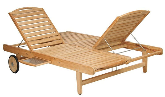 Makena Double Chaise - 4 way head lift, sliding drink tray (brass Hware)