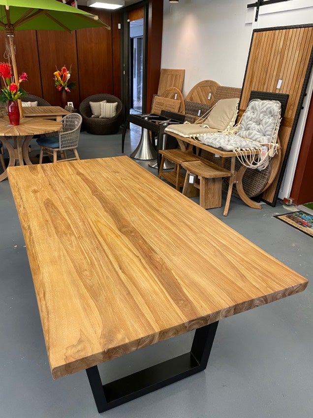Live Edge Rectangular tabletop, Recycled slab Teak