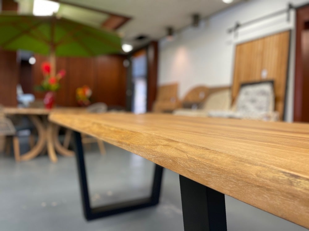Live Edge Rectangular tabletop, Recycled slab Teak