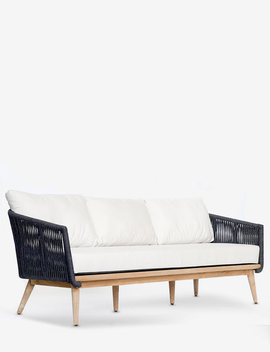 Morata DS Sofa, 3S, Grey Braid/Teak Legs