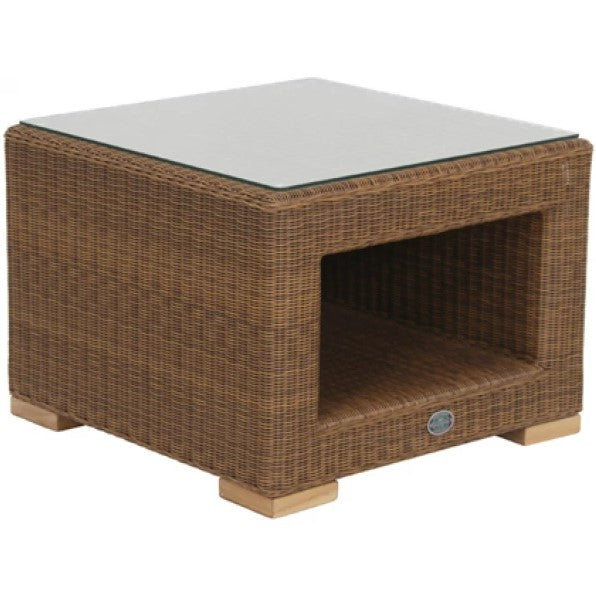 Torino Square Side Table, with shelf, (1/4" Glass Additional)