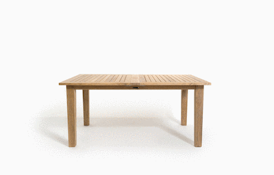 St Tropez Rectangular Extension Table (95/79/63x39"), dble leaf, With Teak Plug (when open)