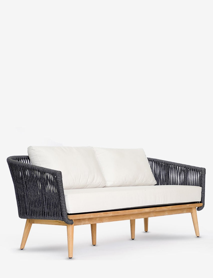 Morata DS Loveseat, Grey Braid/Teak Legs