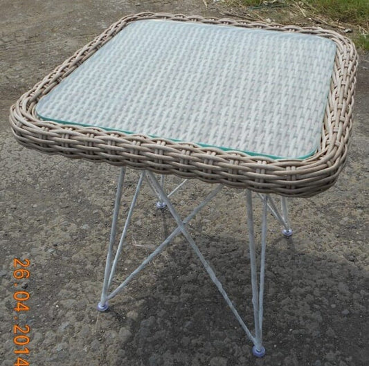 Amalfi Square Side Table (Driftwood Style with Steel Legs [Glass Additional])