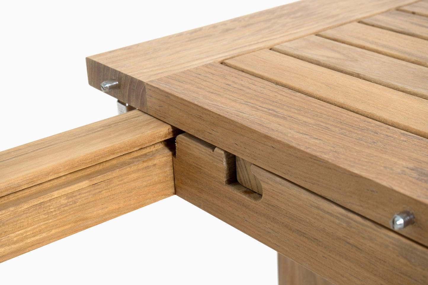 St Tropez Rectangular Extension Table (95/79/63x39"), dble leaf, With Teak Plug (when open)