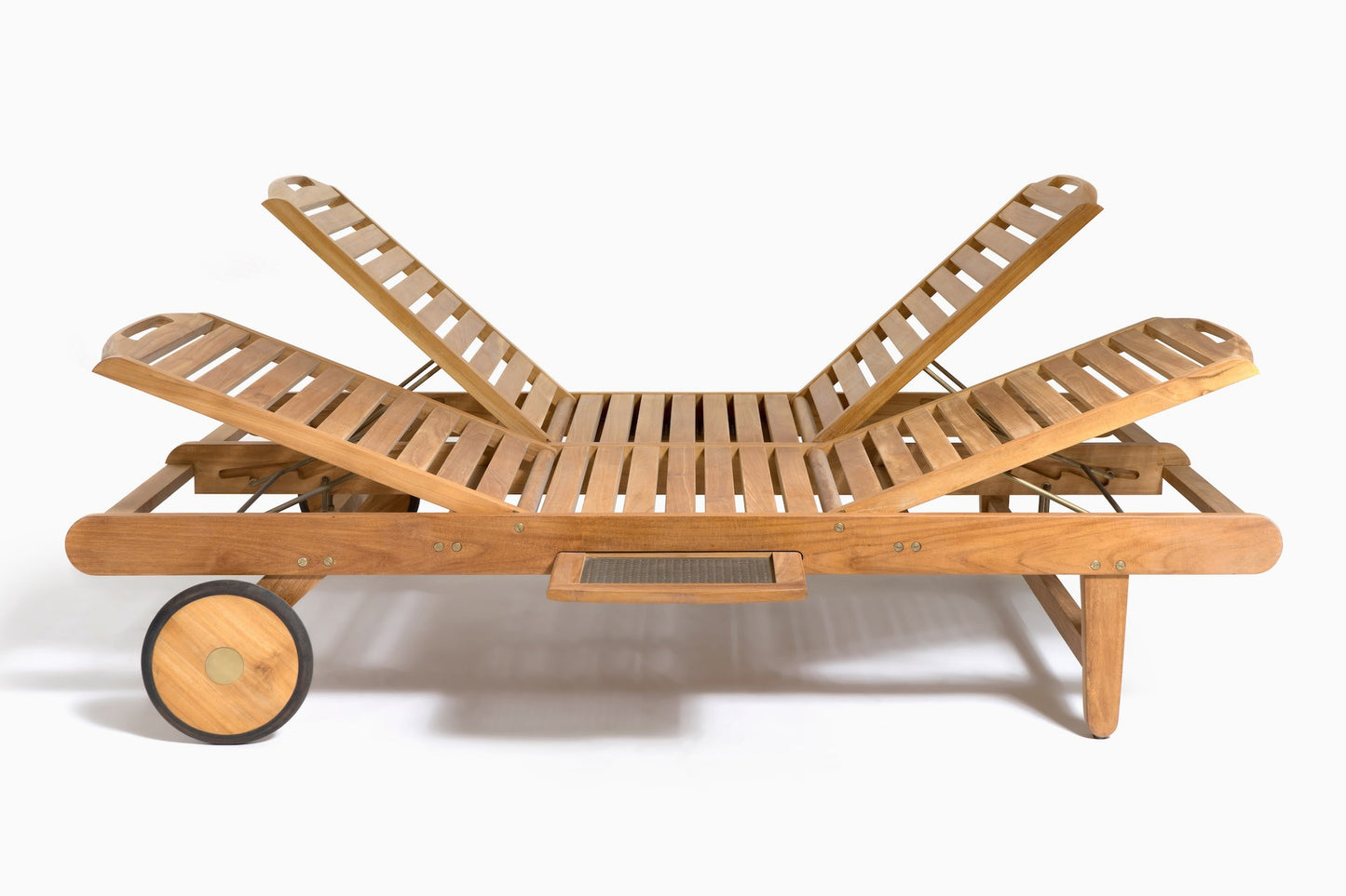 Makena Double Chaise - 4 way head lift, sliding drink tray (brass Hware)