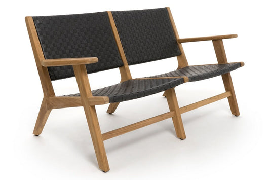 Hagen Loveseat w arms, teak frame/All-weather leather