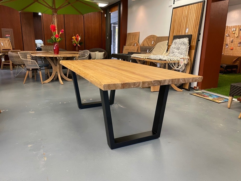 Live Edge Rectangular tabletop, Recycled slab Teak