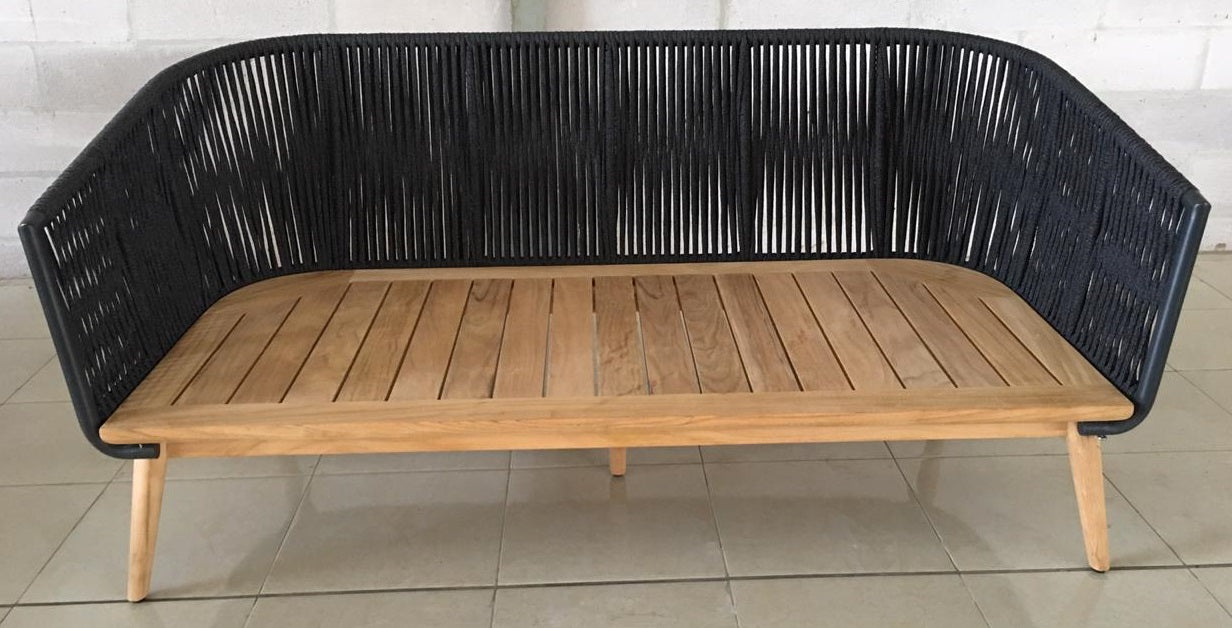 Morata DS Sofa, 3S, Grey Braid/Teak Legs