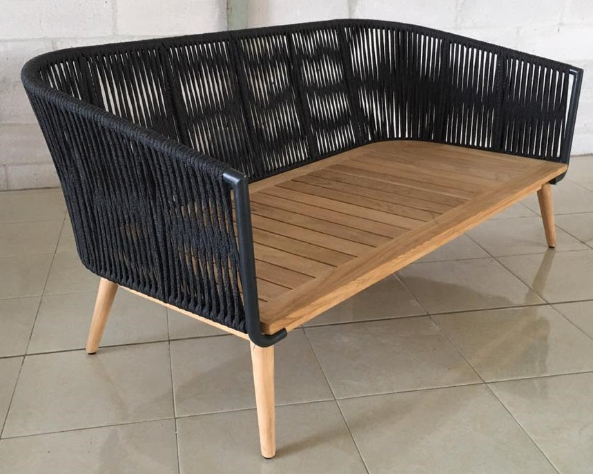 Morata DS Sofa, 3S, Grey Braid/Teak Legs
