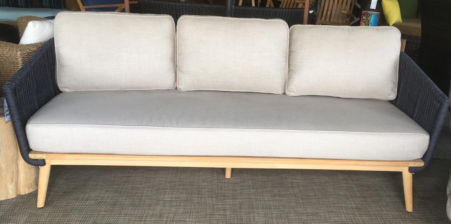 Morata DS Sofa, 3S, Grey Braid/Teak Legs