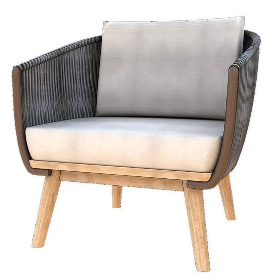 Morata DS Club Armchair, Grey Braid/Teak Legs