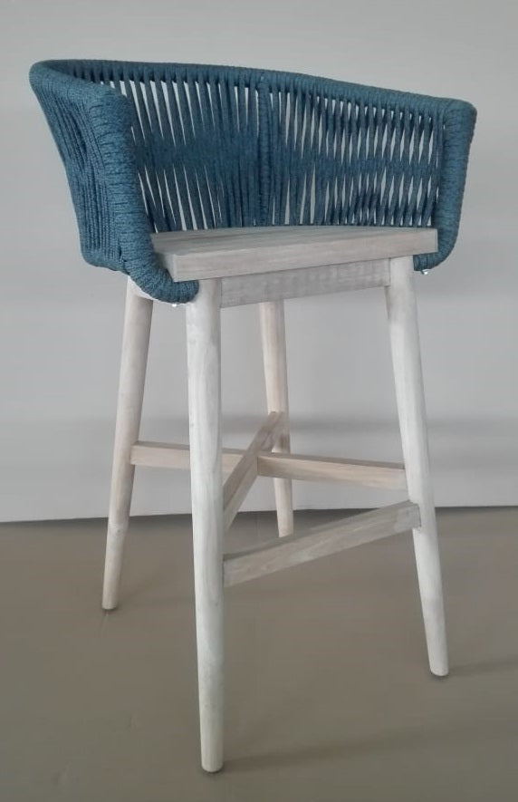 Morata Bar Armchair, Grey Braid/Teak Legs (cushions additional)
