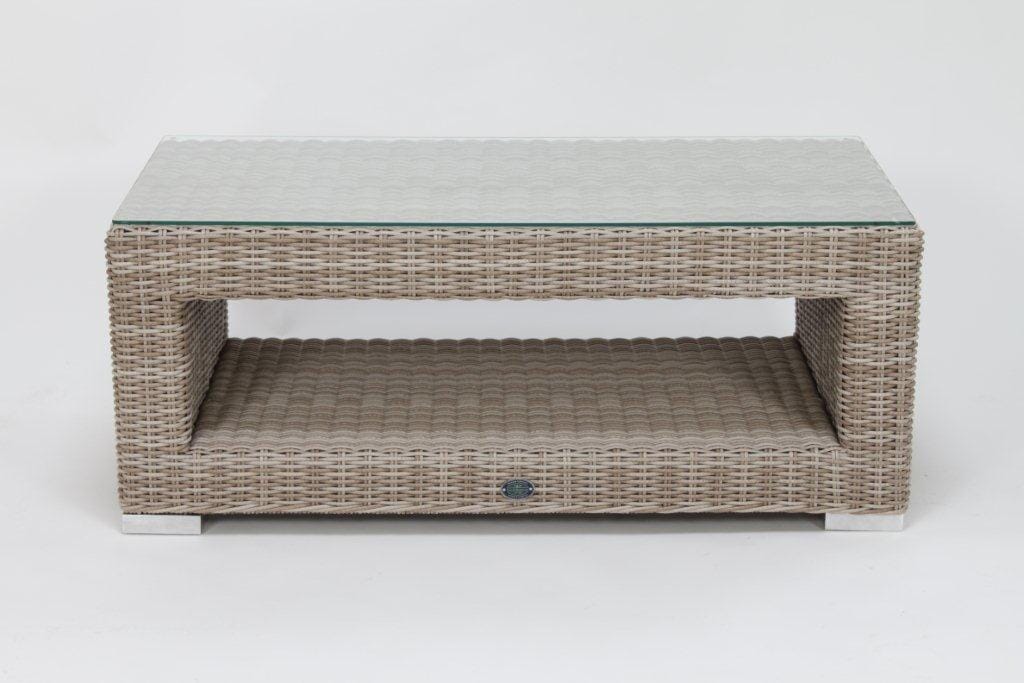 Torino Coffee Rectangular Table (47x24"),with Shelf, (1/4" Glass additional)