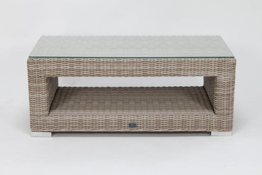 Torino Coffee Rectangular Table (47x24"),with Shelf, (1/4" Glass additional)