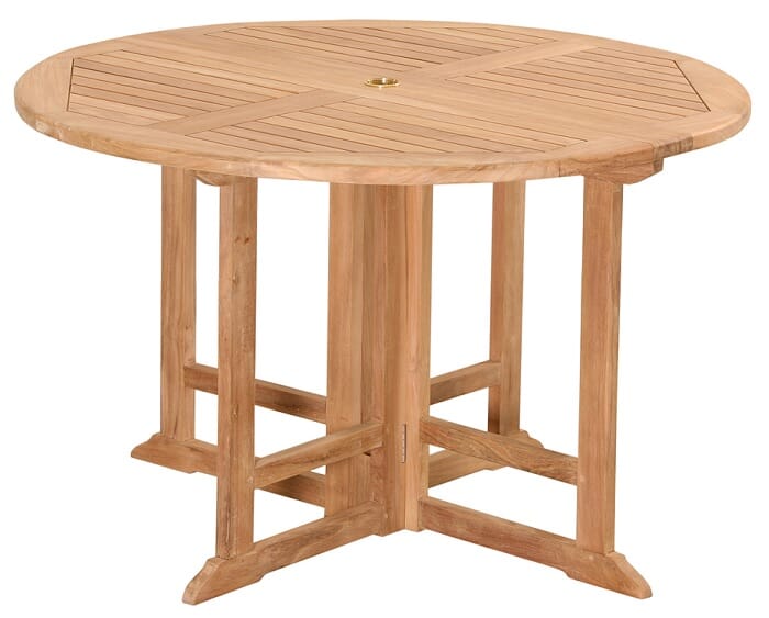 Kendal Gate Leg Round Table (Both Sides Fold), W hole (teak plug)