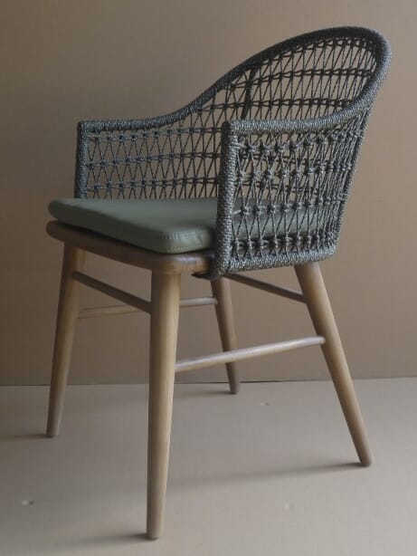 Rowley Armchair, Beige Rope, Teak Legs