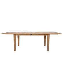 Load image into Gallery viewer, St Tropez Rectangular Extension Table (126/105/83x39&quot;), dble leaf, With Teak Plug (when open)
