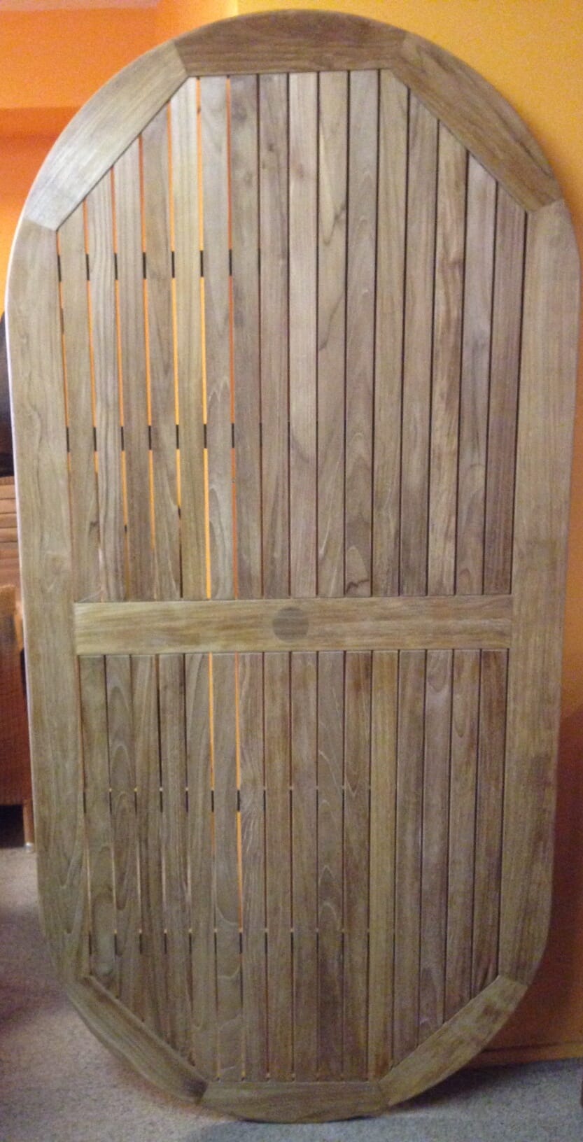 Oval Tabletop 83 x 39", Teak slatted top