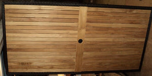 Rectangular TableTop 79 x 39", Teak/Woven border (With Hole)