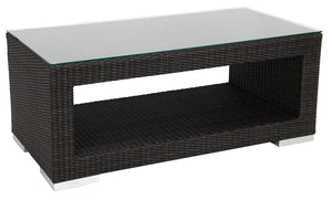 Torino Coffee Rectangular Table (47x24"),with Shelf, (1/4" Glass additional)