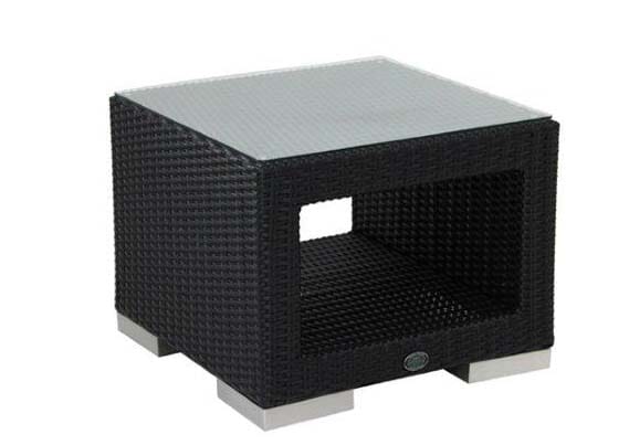 Torino Square Side Table, with shelf, (1/4" Glass Additional)