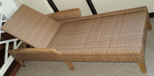 Zanzibar Sunbed with teak arms and recessed wheels