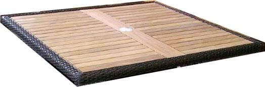Square Table Top 39", Teak/Woven border